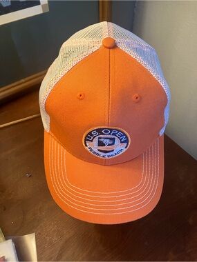Head Orange and White Mesh Trucker Hat with U.S. Open Pebble Beach Patch
